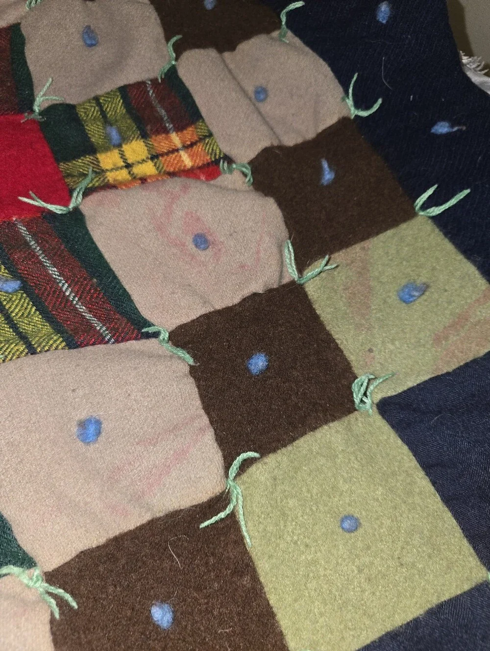 Vintage Wool Patchwork Block Quilt
